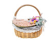 rattan flower basket isolated white