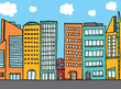 Small shop among huge buildings