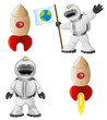Astronaut and rocket.
