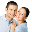 Young happy smiling couple, isolated