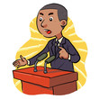 Politician speech in front of the audience. vector eps8.