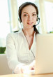 Customer service girl working isolated on white background
