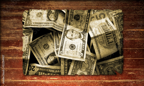 Illustration: Holzplakat - Dollar Holzplakat - Dollar