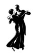 Classic dancing pair silhouette isolated