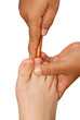 Reflexology foot massage, thai spa foot treatment by wood stick