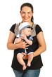 Mother hold baby in sailor suit