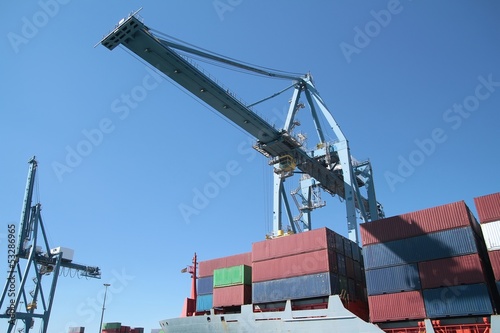 Photo: Container ship working with special crane Container ship working with special crane