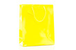 Single yellow shopping bag on white background
