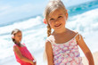 Portrait of cute girl on beach.