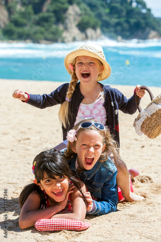 Photo: Shouting kids making human pile. Shouting kids making human pile.