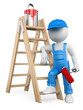 Illustration: 3D white people. Painter with ladder 3D white people. Painter with ladder