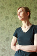 Portrait of a woman in a black t-shirt