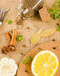 fresh herbs and spices ( garlic, pepper, bay leaves, kumin, cinn