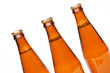 Three cool beer bottle, iIsolated on white.