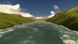 Jet flying over a river at high speed