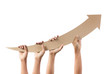 Hands holding arrow pointing upwards