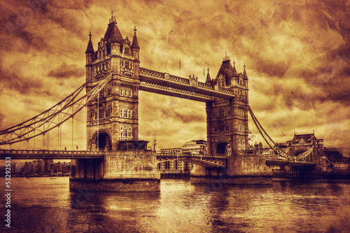 Photo: Tower Bridge in London, the UK. Vintage style Tower Bridge in London, the UK. Vintage style