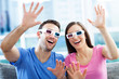 Couple wearing 3d glasses