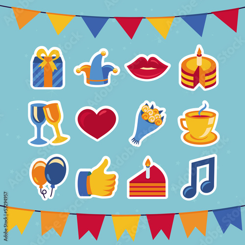 Vector: Vector birthday and party icons and signs Vector birthday and party icons and signs