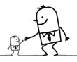 Vector: big one giving help to small one big one giving help to small one