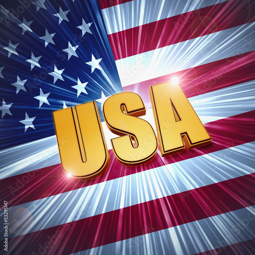 Illustration: USA with shining american flag USA with shining american flag