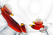 Tea in a teapot with reflection