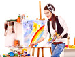 Female artist at work.