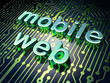 Illustration: SEO web development concept: Mobile Web on circuit board backgro SEO web development concept: Mobile Web on circuit board backgro