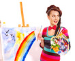 Female artist at work.