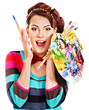 Female artist at work.