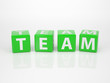 Team out of green Letter Dices
