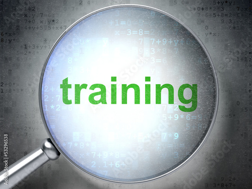 Illustration: Education concept: Training with optical glass Education concept: Training with optical glass