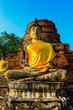 Old Buddha Status at wat yai chaimongkol temple ayutthaya thaila