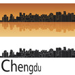 Chengdu skyline in orange background