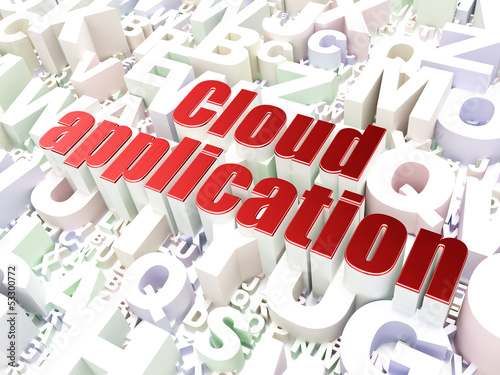 Illustration: Technology concept: Cloud Application on alphabet backgrou Technology concept: Cloud Application on alphabet backgrou