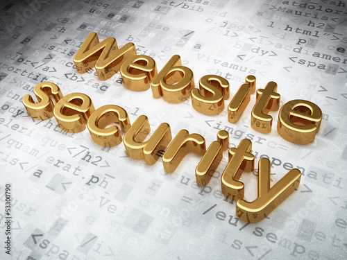 Illustration: SEO web development concept: Golden Website Security on digital SEO web development concept: Golden Website Security on digital