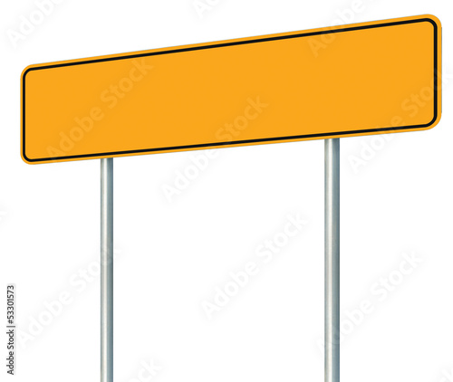 Illustration: Blank Yellow Road Sign, Isolated Large Warning Copy Space, Black Blank Yellow Road Sign, Isolated Large Warning Copy Space, Black