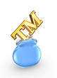 Blue purse and symbol of trademark.