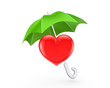Red heart under green envelope.