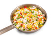 Quickly frozen vegetable mixture in frying pan