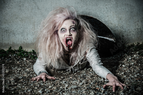 Photo: a scary undead zombie girl a scary undead zombie girl