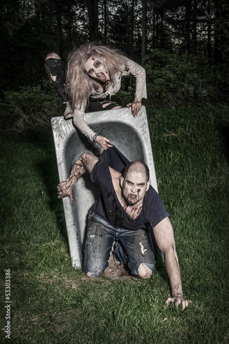 Photo: a scary and bloody zombie a scary and bloody zombie