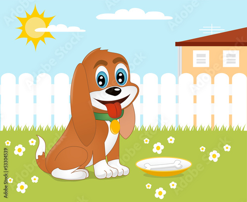 Vector: Dog on a background of the fence. Vector. Dog on a background of the fence. Vector.
