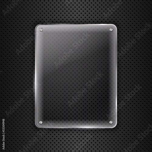 Vector: Glass frame on metal background Glass frame on metal background