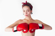 beautiful nude girl with boxing gloves