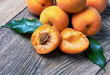 Apricots with leaves