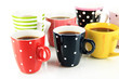 Many cups of coffee isolated on white