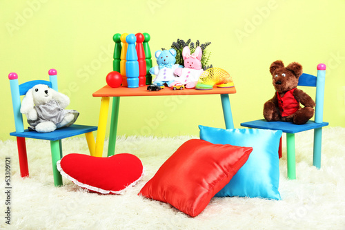 Photo: Modern child's room with equipment and toys Modern child's room with equipment and toys