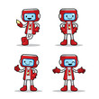 4 different poses of ticket machine robot. Vector EPS8 file.