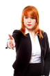 Business woman ready to handshake isolated